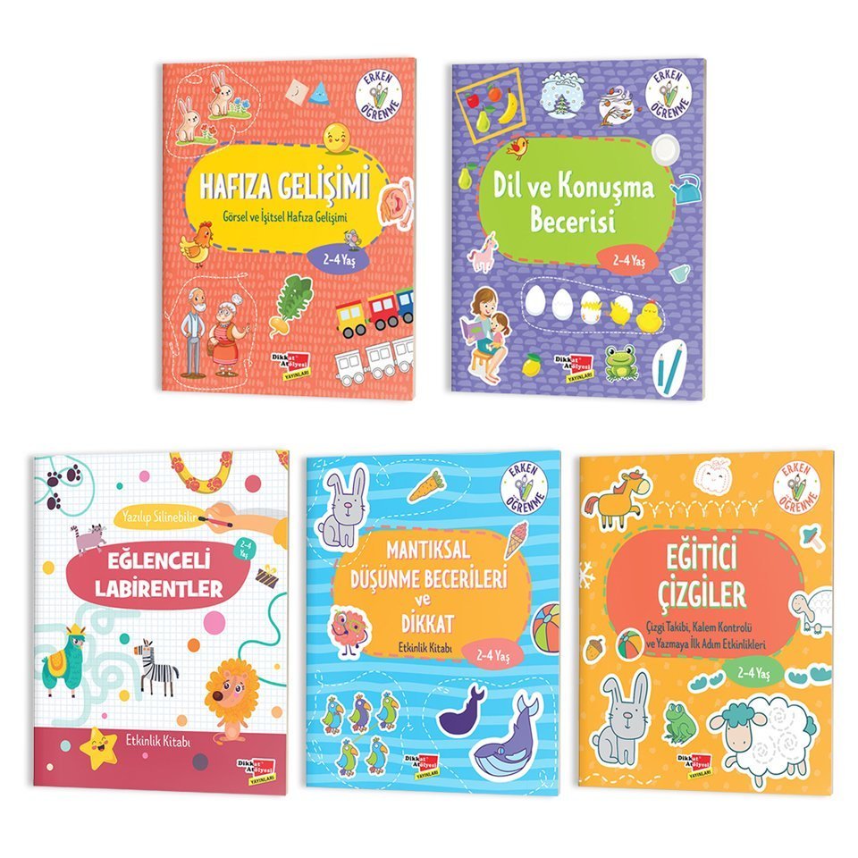 2-4 Yaş Evde Etkinlik Zeka Ve Dikkat Gelişimi 5'li Set