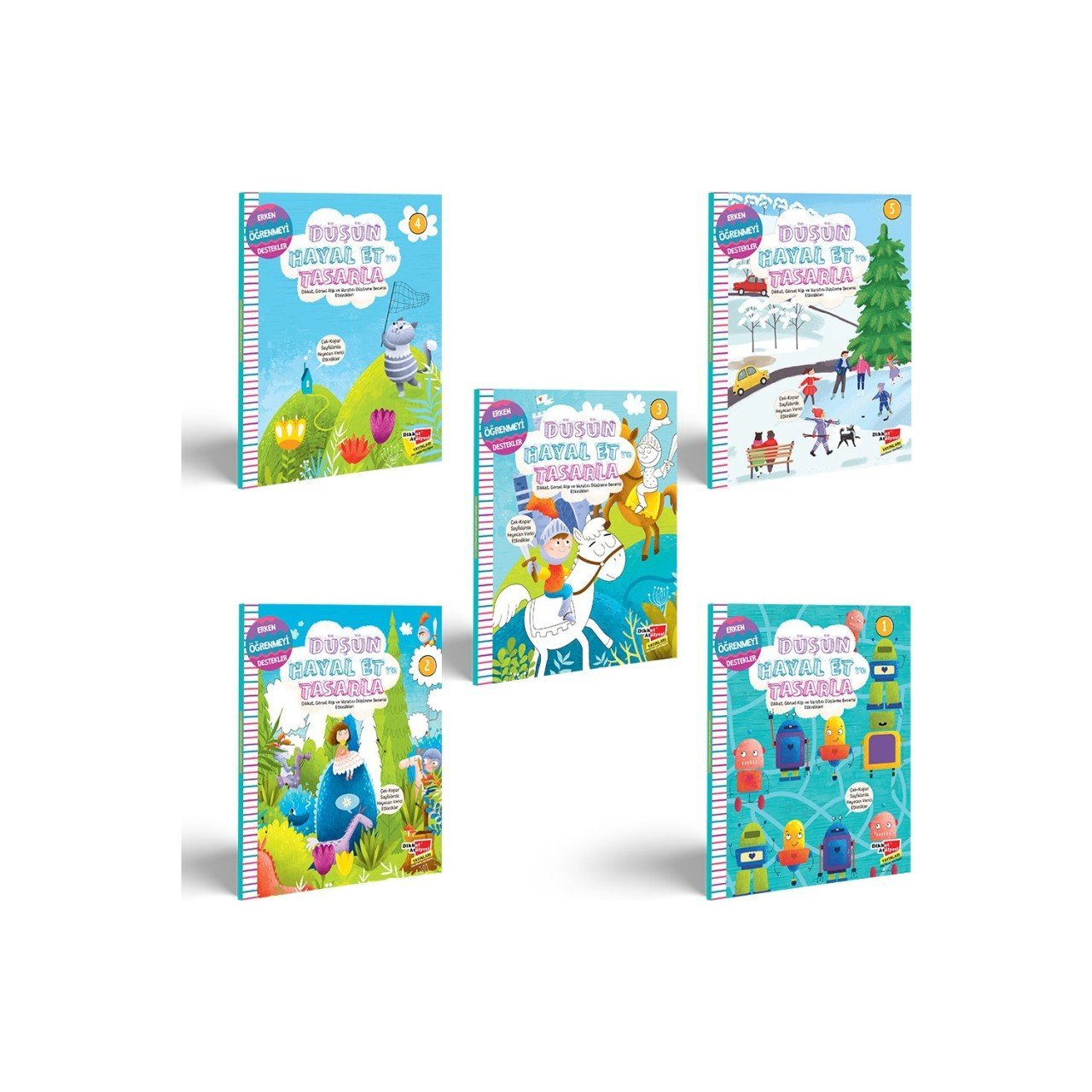 Düşün, Hayal Et ve Tasarla 5'li Etkinlik Seti (Dikkat, Görsel Algı ve Yaratıcı Düşünme