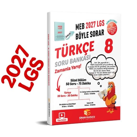 Sinan Kuzucu Yayınları 8. Sınıf 2027 Lgs Meb Böyle Sorar TÜRKÇE Soru Bankası Video Çözümlü