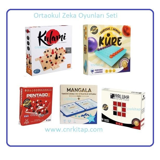 Ortaokul Zeka Oyunları Turnuva Seti ( Abluka oyunu -  Kulami - Pentago - Küre Oyunu - Mangala )