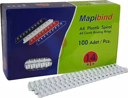 Mapibind A4 Spiral Plastik 14 mm Beyaz (100 adet )