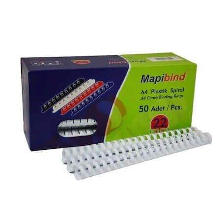 Mapibind  A4 Plastik 22 mm Beyaz Spiral (44 adet )